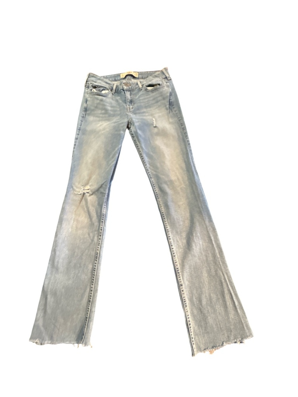Light Wash Women's Flared Jeans - Casual Distressed Style
